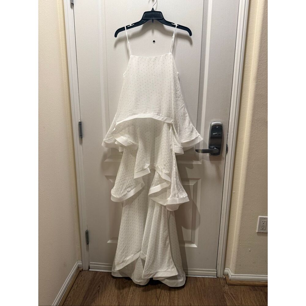 Elliatt Moss Tiered Embellished Gown White bachelorette wedding Bridal size S NW - Picture 6 of 11